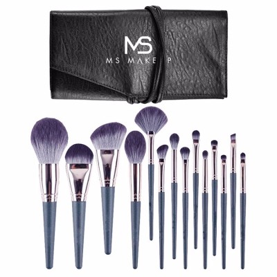 Odm Private Luxury Cosmetic Brush Green Angular Blusher Eye Shadow Highlight Brushes Black Bag Makeup Brush Kit Customized